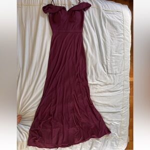 Women's Off the Shouldet Maroon Formal Dress